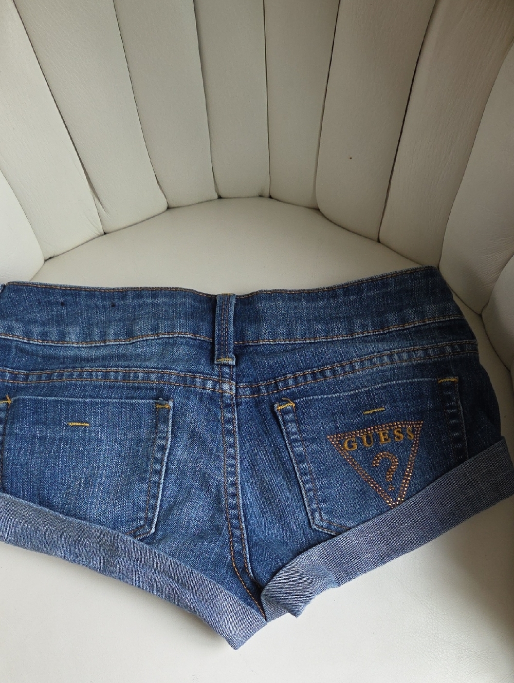 GUESS Blue Denim Rolled-Hem Jean Shorts